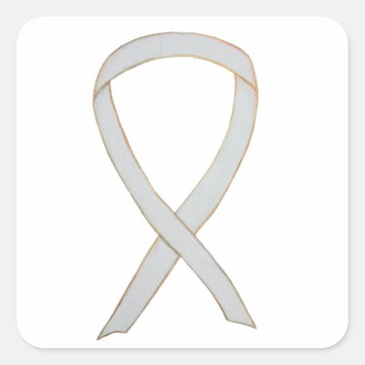 White Awareness Ribbon Art Sticker Decals (Voorkant)