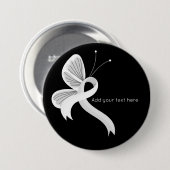 White Awareness Ribbon Butterfly Button (Voorkant /achterkant)