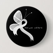 White Awareness Ribbon Butterfly Button (Voorkant)