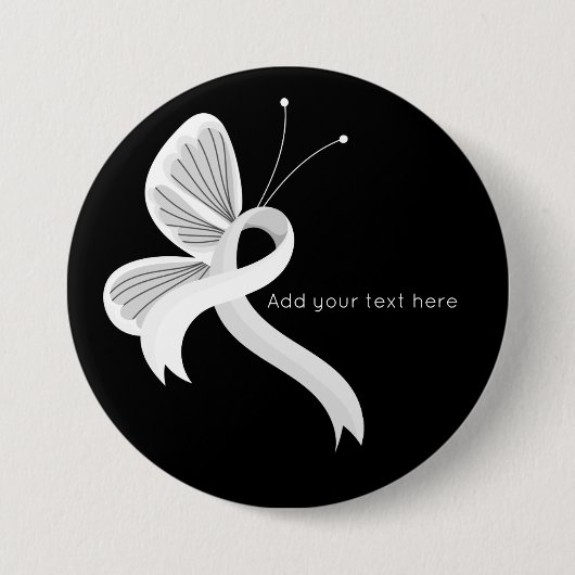 White Awareness Ribbon Butterfly Button (Voorkant)