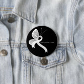 White Awareness Ribbon Butterfly Button (In situ)