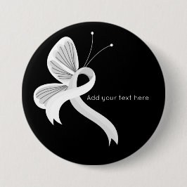 White Awareness Ribbon Butterfly Button