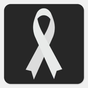 White Awareness Ribbon by Janz Black Vierkante Sticker