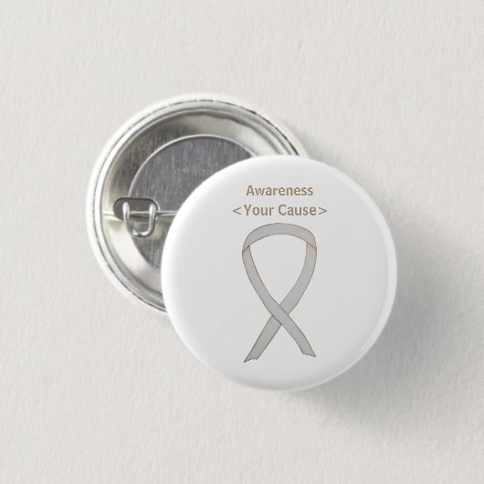 White Awareness Ribbon Custom Art Pin Button (Voorkant /achterkant)