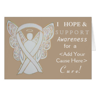 White Awareness Ribbon Custom Want Angel-kaarten