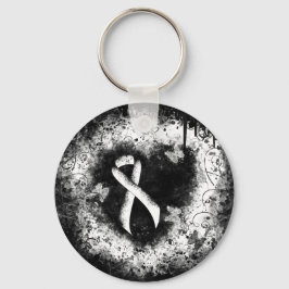 White Awareness Ribbon Grunge Heart Sleutelhanger
