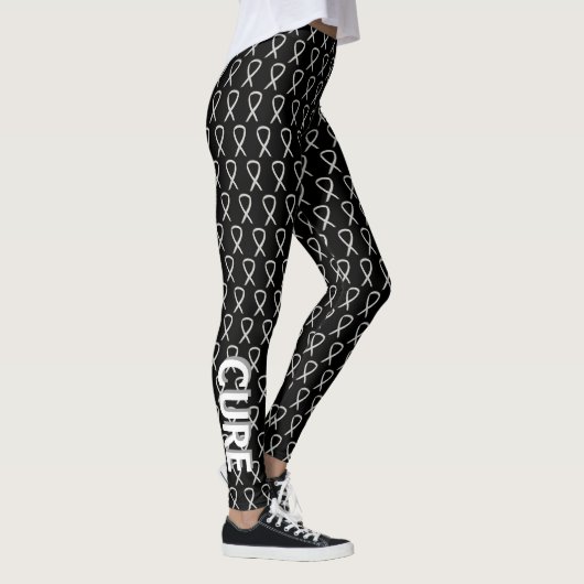 White Awareness Ribbon Hope & Cure Custom Leggings (Rechts)