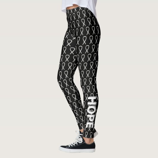 White Awareness Ribbon Hope & Cure Custom Leggings (Links)