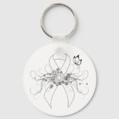 White Awareness Ribbon met Butterfly Sleutelhanger (Voorkant)