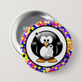 White Awareness Ribbon Penguin Ronde Button 7,6 Cm (Voorkant /achterkant)