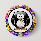 White Awareness Ribbon Penguin Ronde Button 7,6 Cm (Voorkant)
