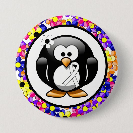 White Awareness Ribbon Penguin Ronde Button 7,6 Cm (Voorkant)