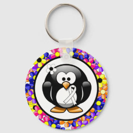 White Awareness Ribbon Penguin Sleutelhanger
