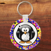White Awareness Ribbon Penguin Sleutelhanger (Voorkant)