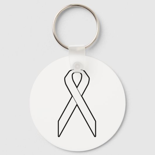 White Awareness Ribbon Sleutelhanger (Voorkant)