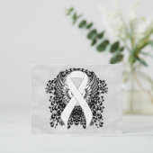 White Awareness Ribbon with Wings Briefkaart (Staand voorkant)