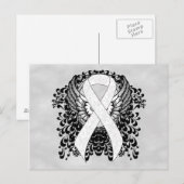 White Awareness Ribbon with Wings Briefkaart (Voorkant / Achterkant)