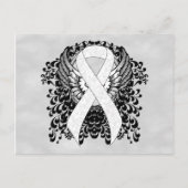 White Awareness Ribbon with Wings Briefkaart (Voorkant)