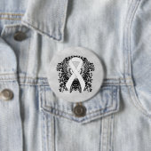 White Awareness Ribbon with Wings Ronde Button 7,6 Cm (In situ)
