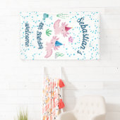 White Axolotl Birthday Party Banner (Insitu)