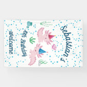 White Axolotl Birthday Party Banner (Horizontaal)