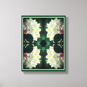 White Azalea Flower with Raindrops Abstract Canvas Afdruk