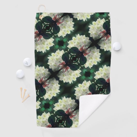 White Azalea Flower with Raindrops Pattern Golfhanddoek (Insitu)