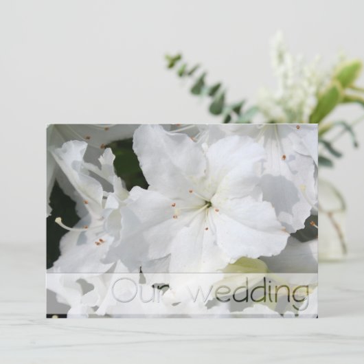White Azalea Wedding Save the Date Personalize it Kaart (Staand voorkant)