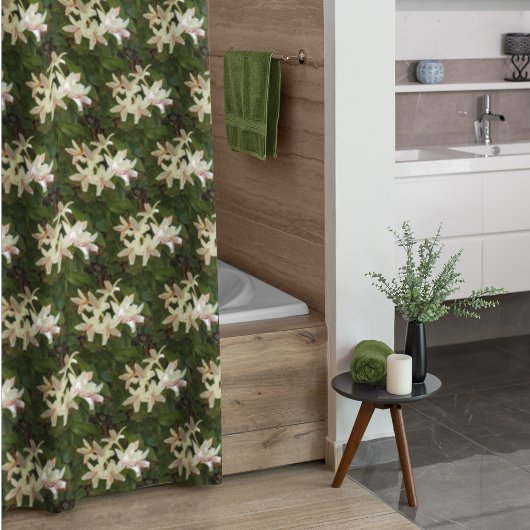 White Azaleas Floral Pattern Douchegordijn