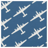 White B-24 Liberator Vliegtuig Pattern Blue Fabric Stof (Close Up)