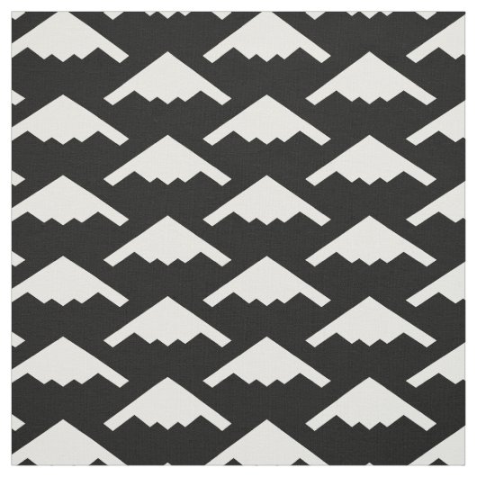 White B-2 Spirit Stealth Bomber Pattern on Black Stof (Swatch)
