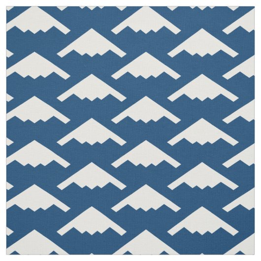 White B-2 Spirit Stealth Bomber Pattern on Blue Stof (Swatch)