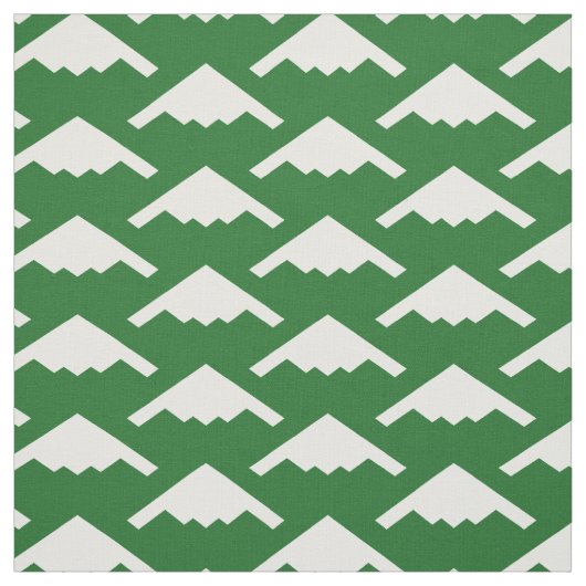 White B-2 Spirit Stealth Bomber Pattern on Green Stof (Swatch)