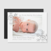 White Baby 1st kerstfoto Snowflakes (Voorkant / Achterkant)