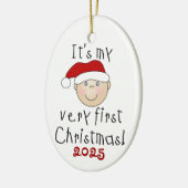 White Baby 1st kerstversiering Keramisch Ornament (Links)