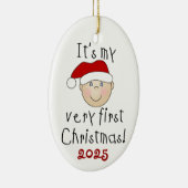 White Baby 1st kerstversiering Keramisch Ornament (Rechts)