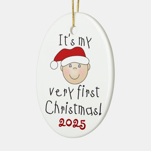 White Baby 1st kerstversiering Keramisch Ornament (Links)