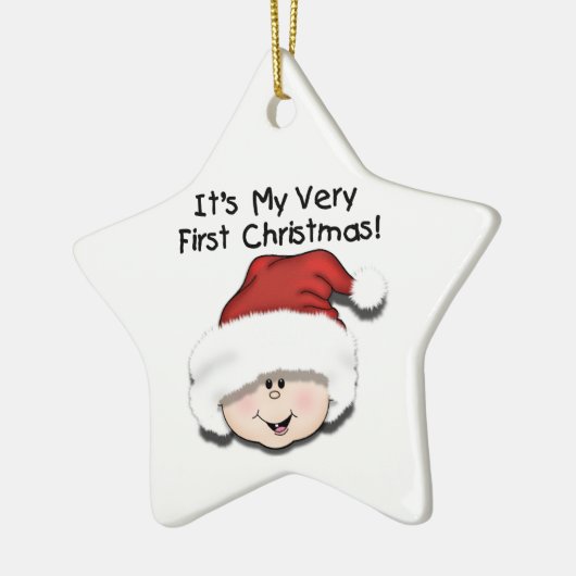 White Baby 1st kerstversiering Keramisch Ornament (Links)