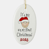 White Baby 1st kerstversiering Keramisch Ornament (Rechts)