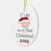 White Baby 1st kerstversiering Keramisch Ornament (Links)