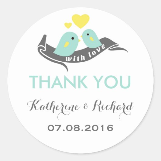 White Baby Blue Lovevogels Wedding for Sticker (Voorkant)