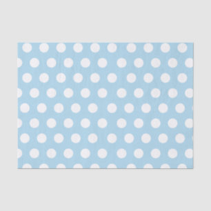 White & Baby Blue Medium Polka Dot Party Tissuepapier