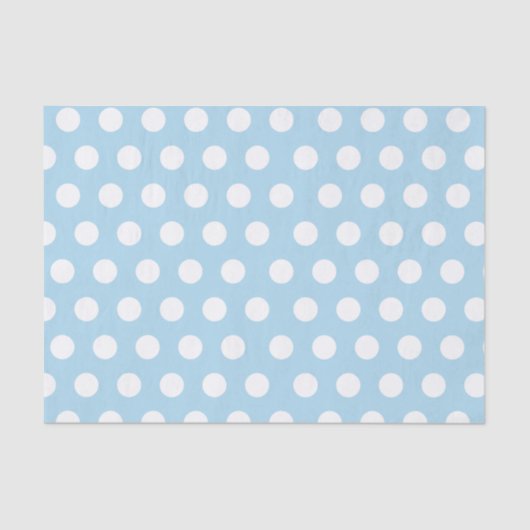 White & Baby Blue Medium Polka Dot Party Tissuepapier (Voorkant)
