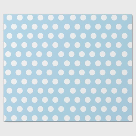 White & Baby Blue Medium Polka Dot Wrapping Paper Cadeaupapier (Vlak)