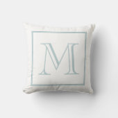 White Baby Blue Monogram Kussen (Voorkant)
