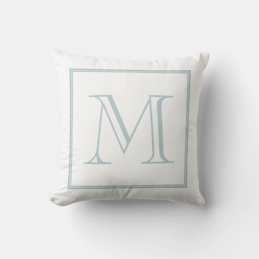 White Baby Blue Monogram Kussen (Voorkant)