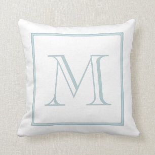 White Baby Blue Monogram Kussen