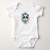 White Baby Bodysuit with Cute Panda  (Voorkant)