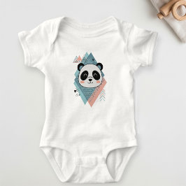 White Baby Bodysuit with Cute Panda 
