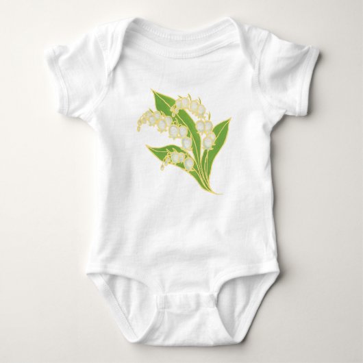 White Baby Creeper: Lelie van het dal Romper (Voorkant)